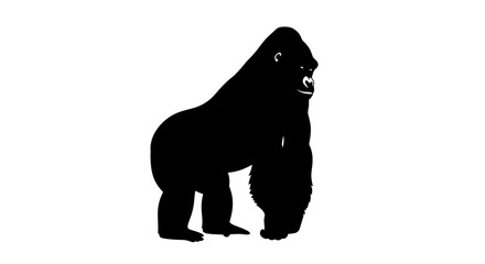 Silhouette of a Powerful Gorilla Standing Tall.