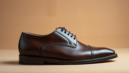 Handmade leather shoes displayed with meticulous craftsmanship on a neutral studio background.