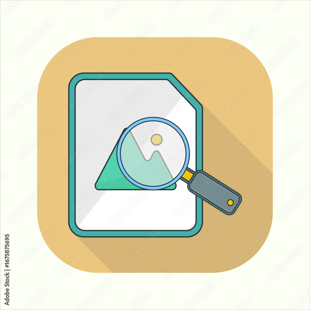 Poster illustration of a search image icon. icon related to design elements. suitable for web site, app, us