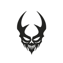 Dark horned demonic skull, a terrifying and sinister monster head silhouette
