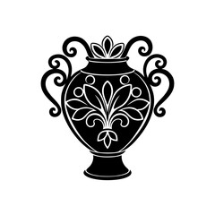 ornate decorative pot silhouette vector illustrati