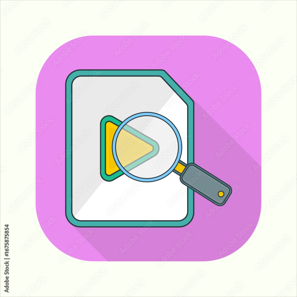 Poster illustration of a search video icon. icon related to design elements. suitable for web site, app, us