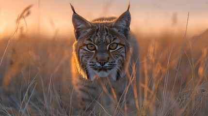 Majestic Bobcat in Golden Hour: A Stunning Wildlife Photograph