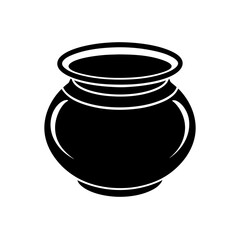 round ceramic pot silhouette simple vector