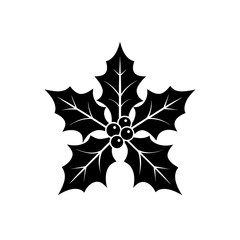 stylized holly silhouette vector simple icon