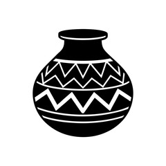 tribal clay pot silhouette ethnic vector