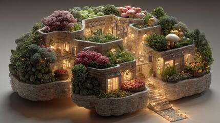 Educational illustration of cognitive nutrition with a brain maze containing glowing healthy items.