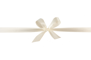 beige white ribbon bow isolated on white or transparent png