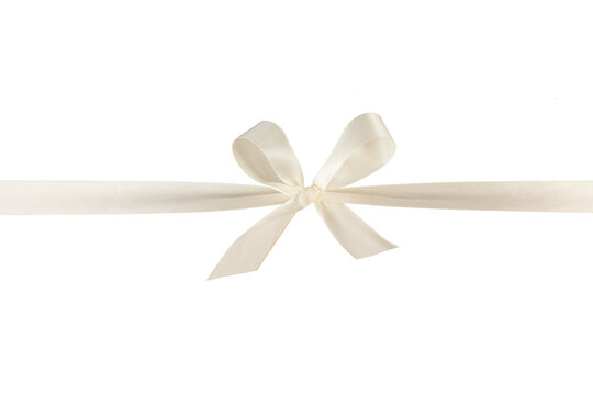 beige white ribbon bow isolated on white or transparent png