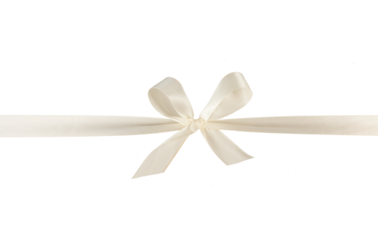 beige white ribbon bow isolated on white or transparent png