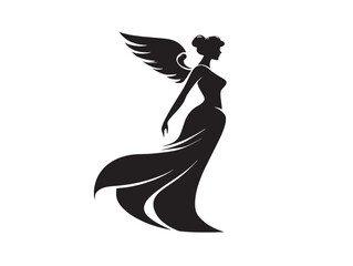 Graceful angel silhouette vector icon for heavenly divine inspired artwork