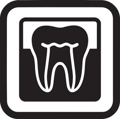 Black silhouette of tooth X-ray pictogram, ideal for dental, medical, and oral health designs.