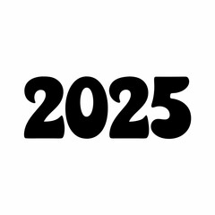 Boldly Displayed Year 2025 in Chunky Black Font on White Background