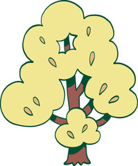 hand drawn cartoon illustration of a side view tree.