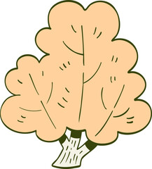 hand drawn cartoon illustration of a side view tree.