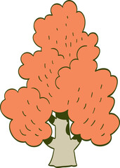 hand drawn cartoon illustration of a side view tree.