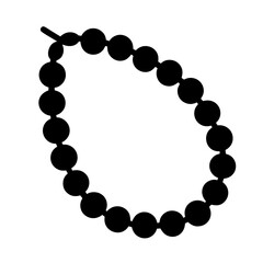 Fototapeta premium Black silhouette of a beaded bracelet or necklace on a white background