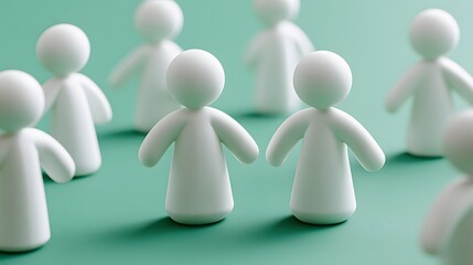 Abstract Representation of Diverse Figures Symbolizing Teamwork and Collaboration on a Solid Background