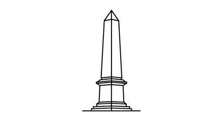 Line Drawing of a Tall Obelisk Monument.