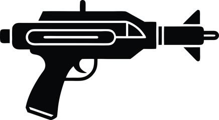 sci fi ray gun blaster silhouette vector illustration
