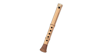 Detailed Illustration of a Traditional Japanese Shakuhachi Flute.