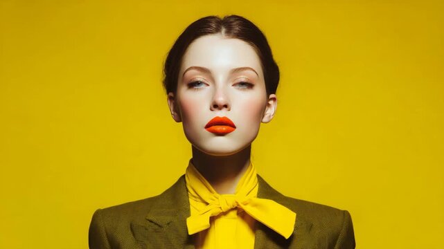 Caucasian woman with neat business attire looking at camera with confident on plain background