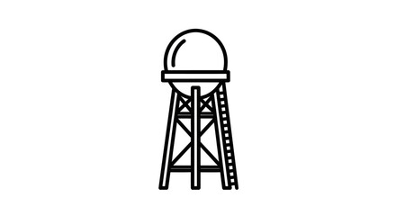 Simple Line Art Illustration of a Classic Water Tower Structure.