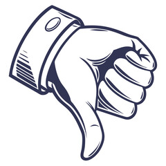 Thumbs Down Hand Gesture Illustration Symbol of Dislike and Rejection