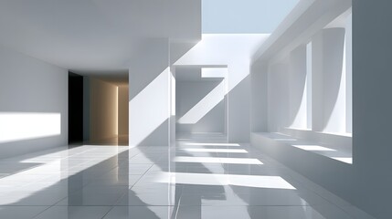 Obraz premium Minimalist Interior Architecture with Geometric Shapes and Natural Light in Modern Space