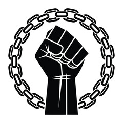 Empowerment and Liberation Fists with Broken Chains Silhouette