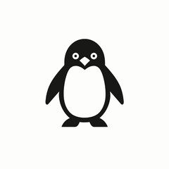 Obraz premium Charming penguin stands isolated, adorable graphic avian vector animal silhouette