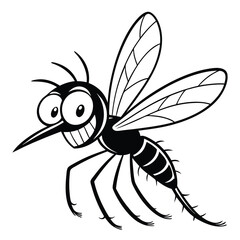 Minimalist Black Mosquito Cartoon Silhouette