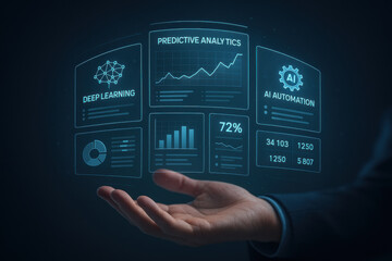 Predictive analytics deep learning ai automation futuristic technology concept