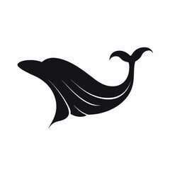Obraz premium Graceful swimming dolphin, a minimalist ocean mammal representation, in black silhouette