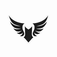 Obraz premium Striking black winged emblem soars in artistic monochromatic vector design silhouette