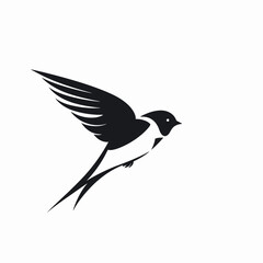 Graceful swallow in flight, an elegant avian vector art silhouette.