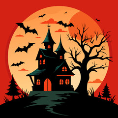 halloween background with castle