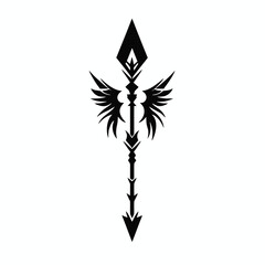 Majestic winged spear design with an elegant, minimalist illustration silhouette