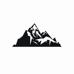 Majestic rocky mountain peaks in monochrome, a minimalistic mountain range silhouette