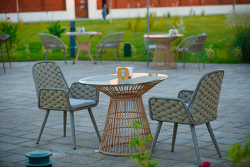 table and chairs in the garden