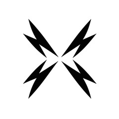 Striking lightning bolt arrangement against a white background, a bold electrifying silhouette