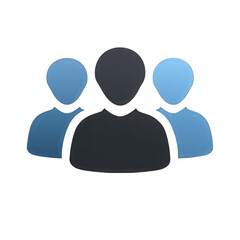 User group icon, three people silhouette, team concept, flat vector, white background