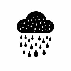Dramatic dark storm cloud with falling rain graphic art silhouette
