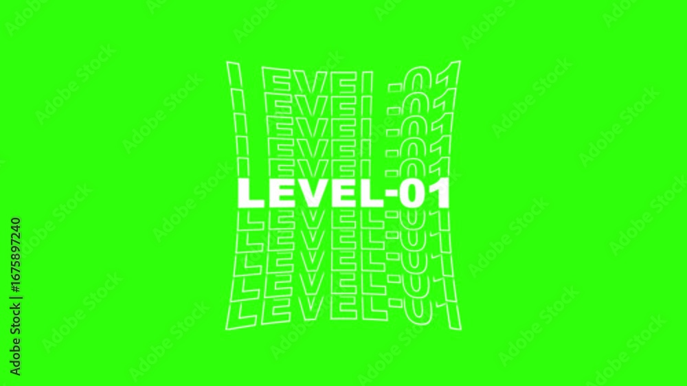 Aufkleber typography level-01 text animation .level-01 text typography animation . 4k video.
