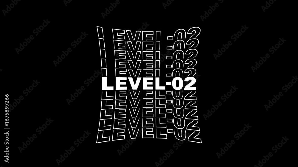 Aufkleber typography level-02 text animation .level-02 text typography animation . 4k video.