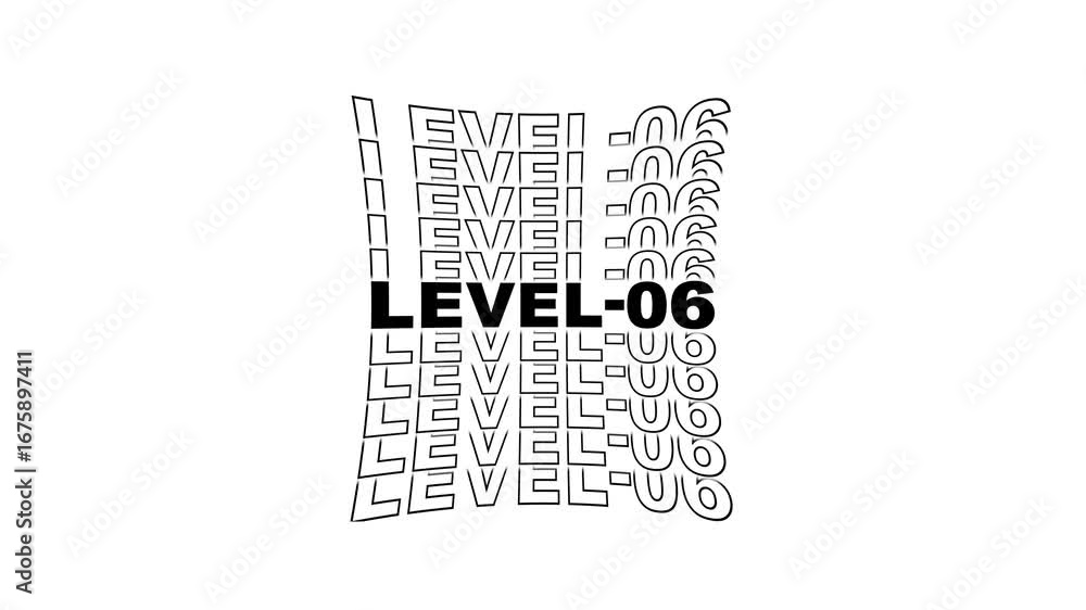 Aufkleber typography level-06 text animation .level-06 text typography animation . 4k video.