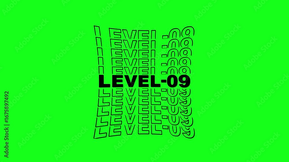 Aufkleber typography level-09 text animation .level-09 text typography animation . 4k video.