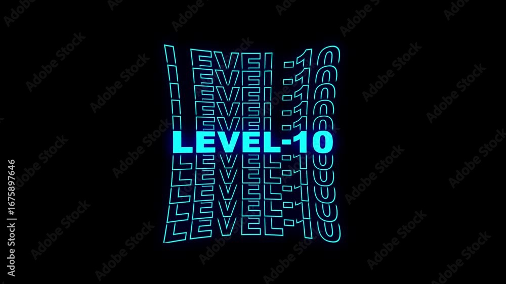 Aufkleber typography level-10 text animation .level-10 text typography animation . 4k video.