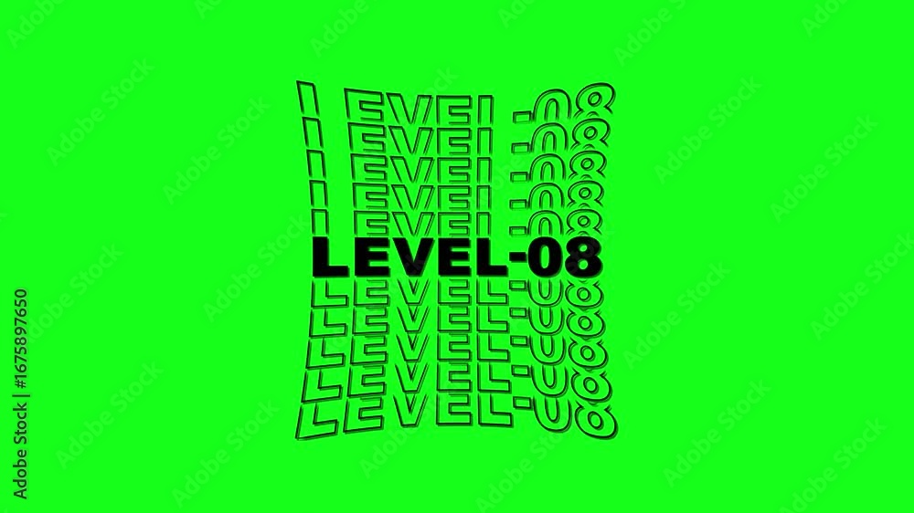Aufkleber typography level-08 text animation .level-08 text typography animation . 4k video.