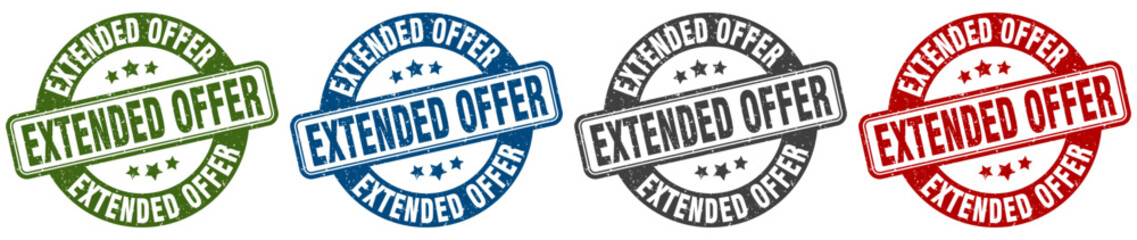 extended offer stamp. extended offer round stamp set isolated on white background